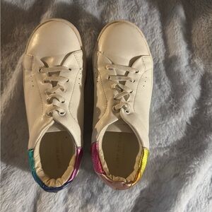 Kids White Sneakers with Rainbow Accents